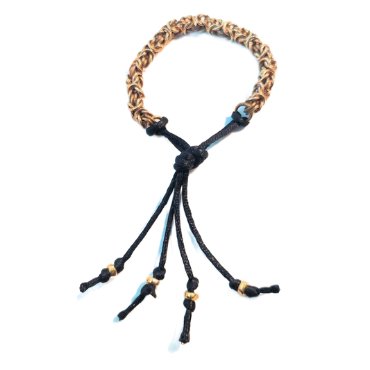 Jeweler's Brass Byzantine Chain Maille Tassel Bracelet
