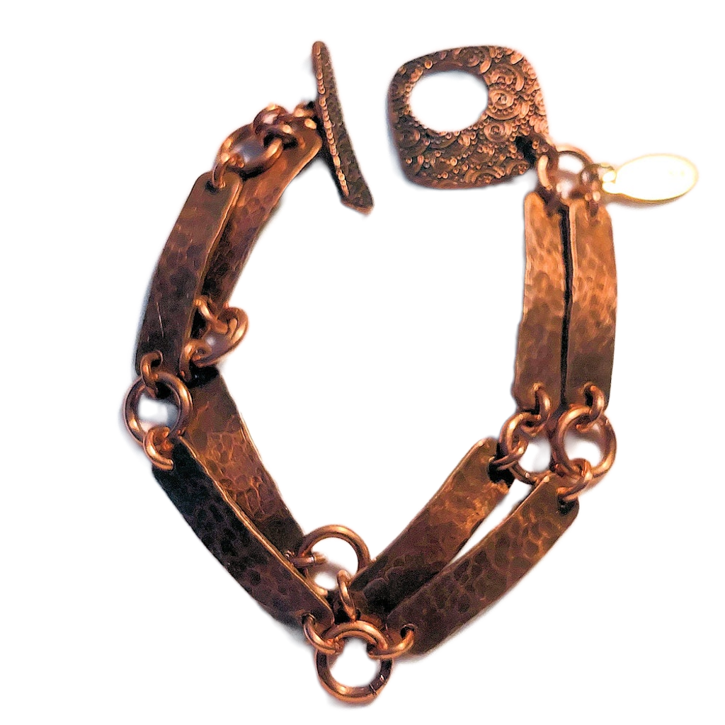 Hammered Eight Copper Bars Bracelet OOAK