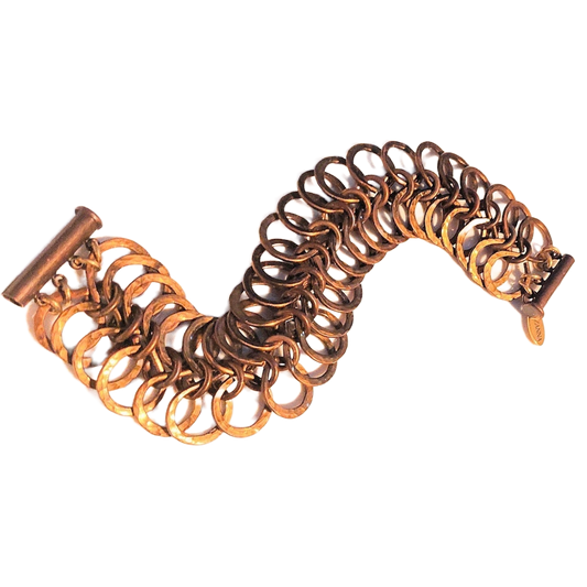 Vintage Bronze Faux 4-1 European Chain Maille Bracelet OOAK