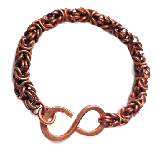 Copper Byzantine Chain Maille Bracelet with Infinity Hook Clasp