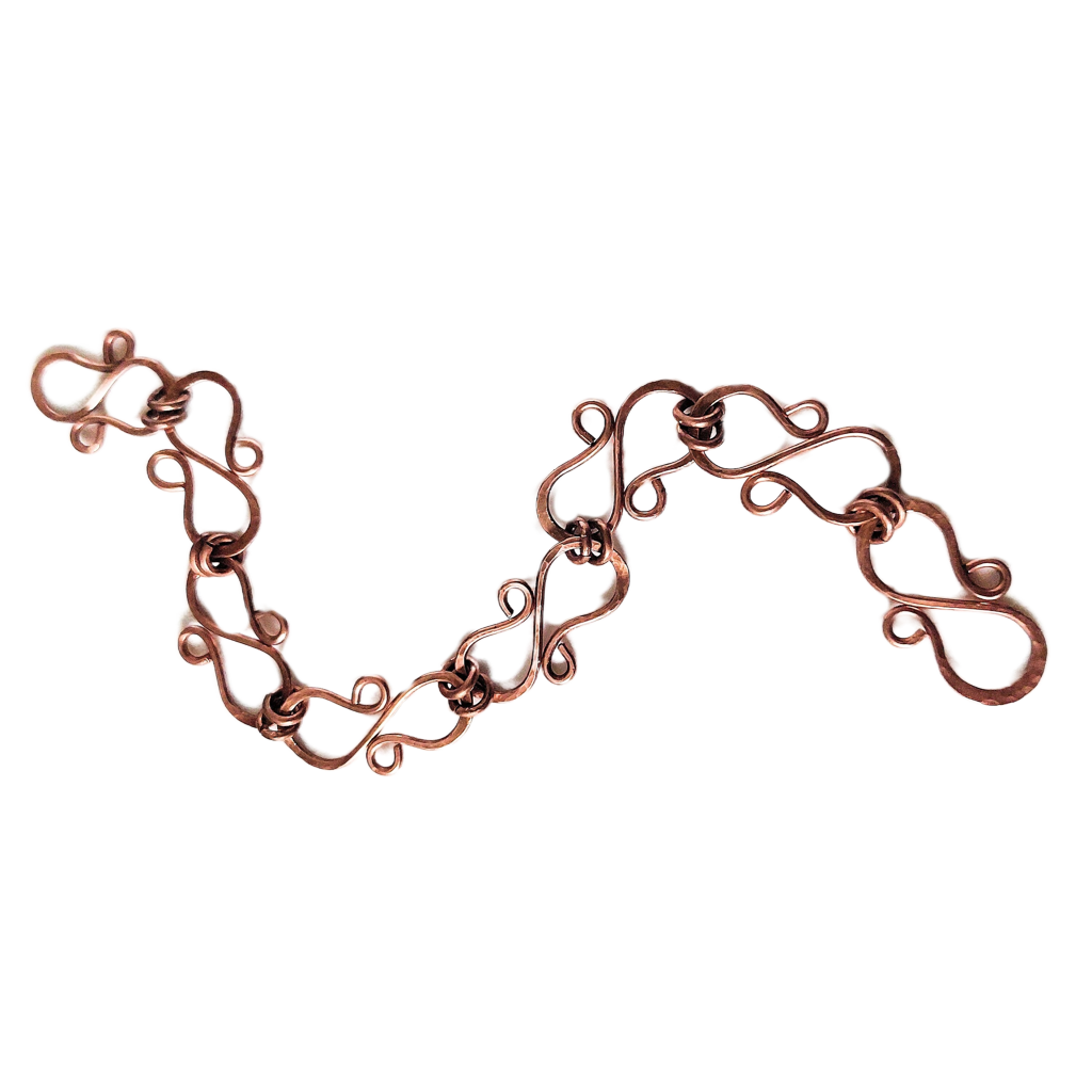 Hammered Copper S Link Bracelet OOAK