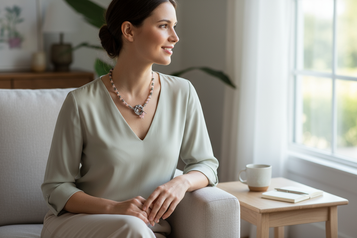 Faceted Labradorite Beads, Faceted Peach Opal AB Crystals & Sterling Silver Two-Strand Convertible Necklace/Wrap Bracelet