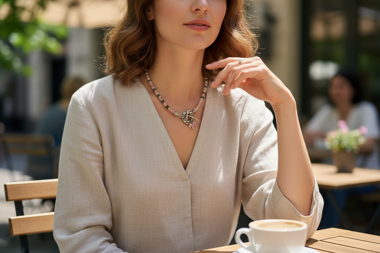 Faceted Labradorite Beads, Faceted Peach Opal AB Crystals & Sterling Silver Two-Strand Convertible Necklace/Wrap Bracelet
