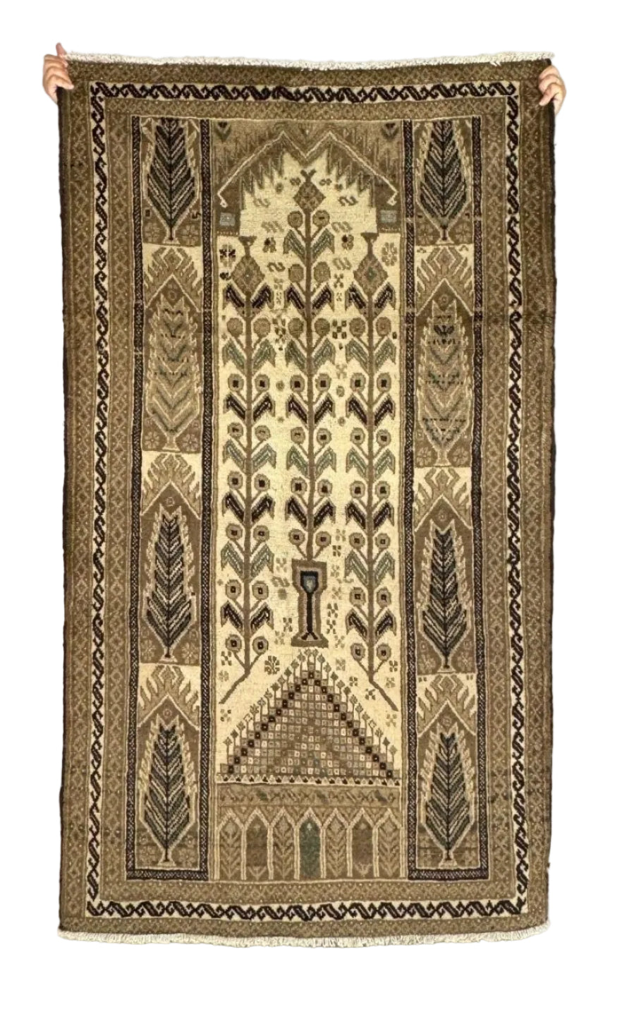 Vintage Persian Baluch Tree-of-Life Prayer Rug | 3' 5” x 6' 1"