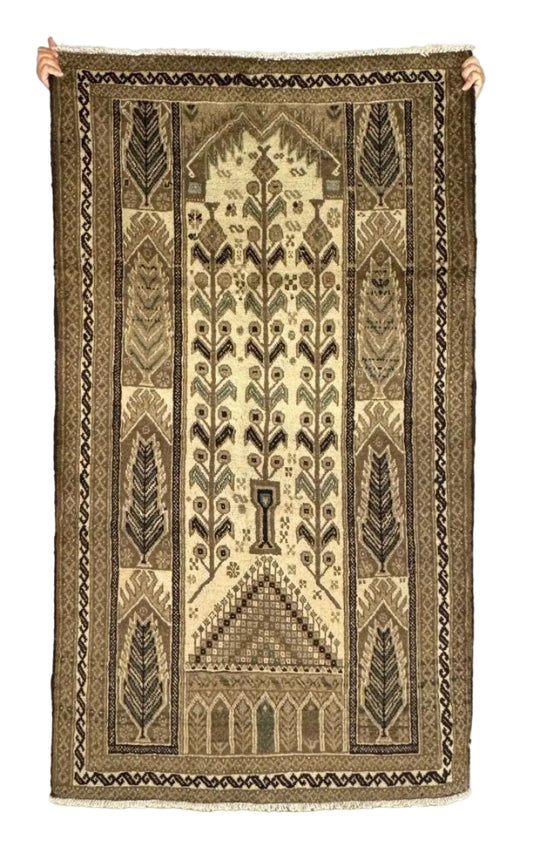 Vintage Persian Baluch Tree-of-Life Prayer Rug | 3' 5” x 6' 1"