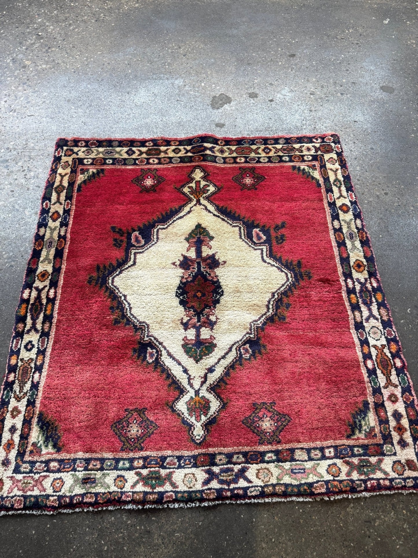 Vintage Persian Hamadan Rug | 3' 5" x 3' 9"