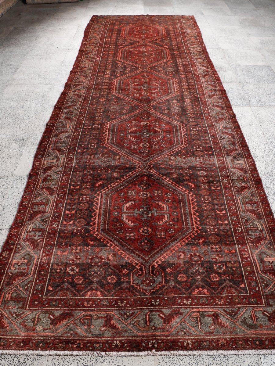 Persian Hamedan Runner Rug | 4' 5” x 13' 9"