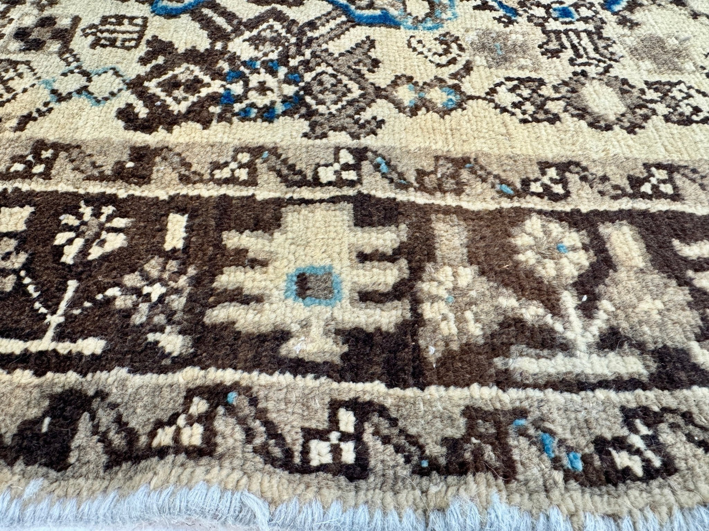Vintage Persian Hosseinabad Runner Rug| Single Medallion with Herati Field| 3' 8” x 10' 2"