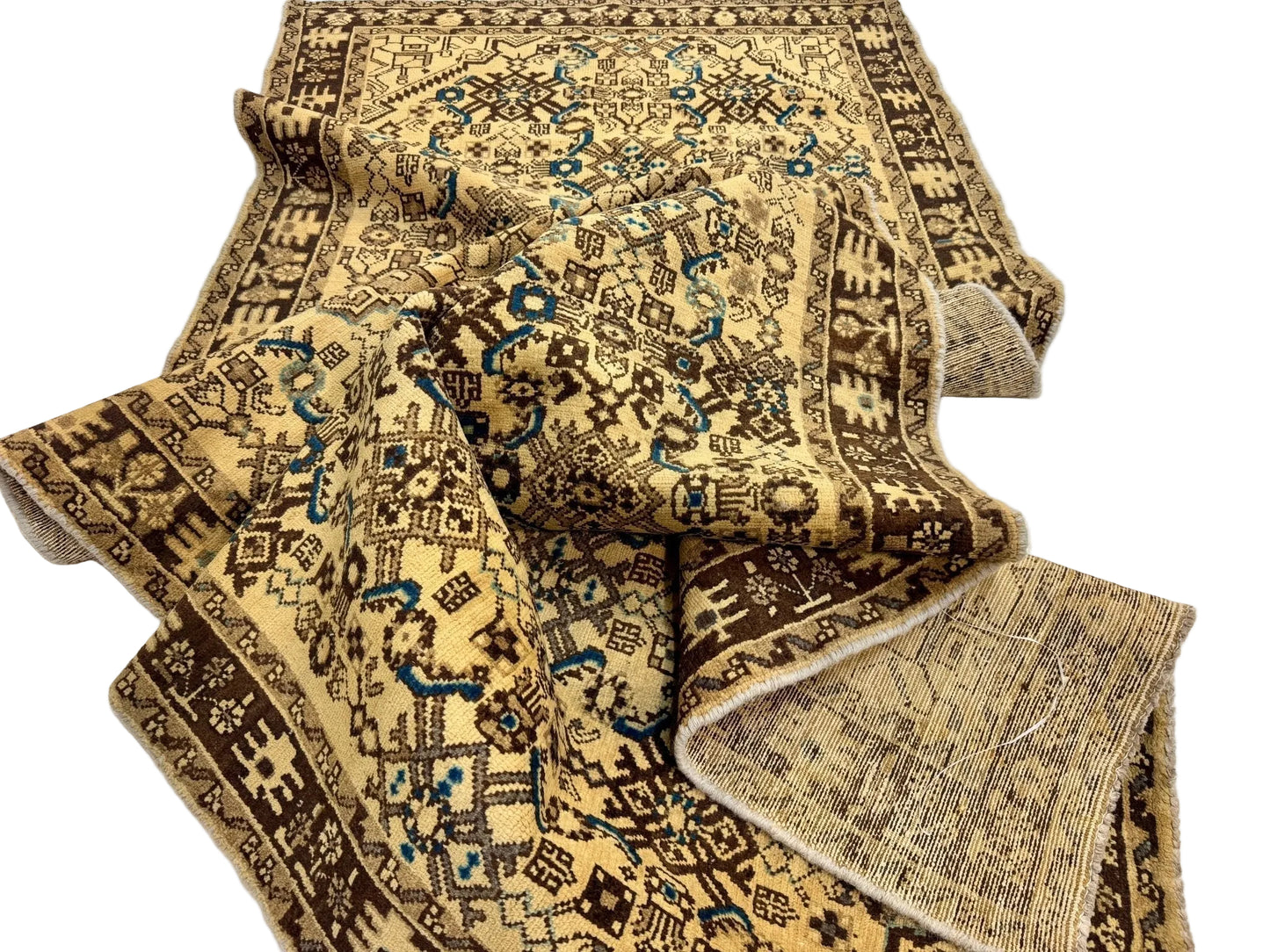 Vintage Persian Hosseinabad Runner Rug| Single Medallion with Herati Field| 3' 8” x 10' 2"