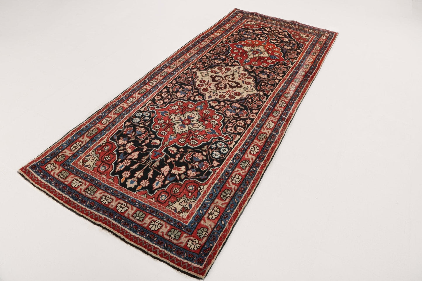 Vintage Persian Mahal Runner Rug | 3' 9" x 9' 3"