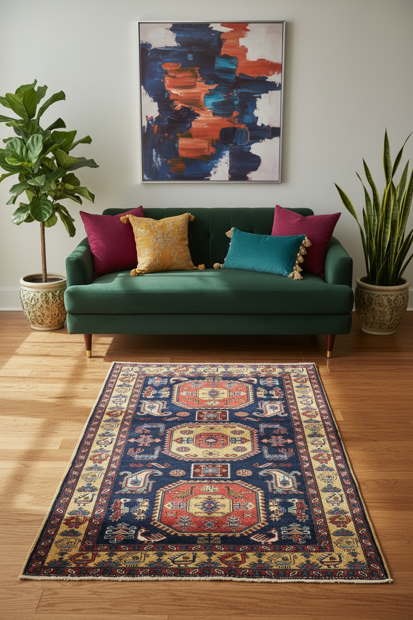 Vintage Persian Meshkin Rug | 4' 7"x 6' 9"