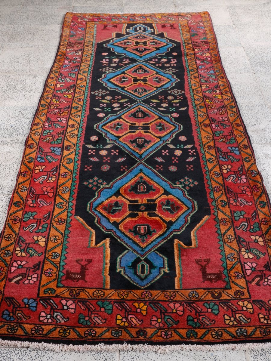 Persian Meshkin Runner Rug | 3' 7” x 9' 10"