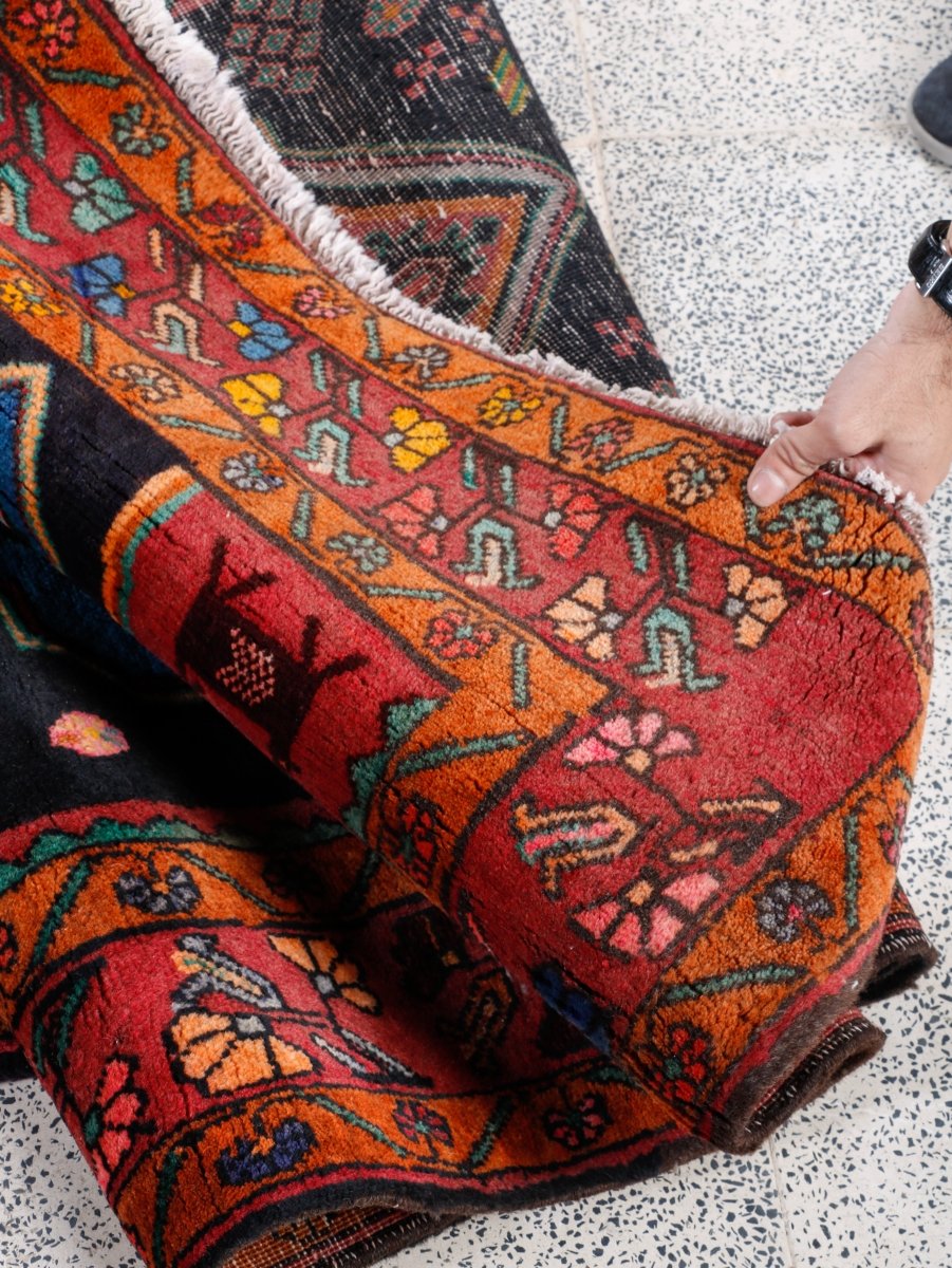 Persian Meshkin Runner Rug | 3' 7” x 9' 10"