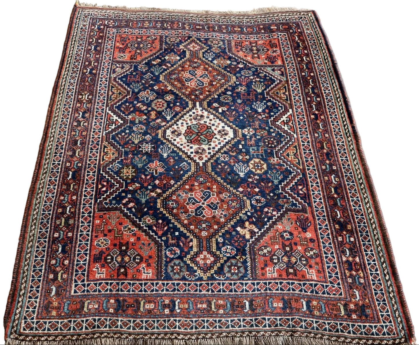 Antique Persian Qashqai Rug | 4' x 5' 1"