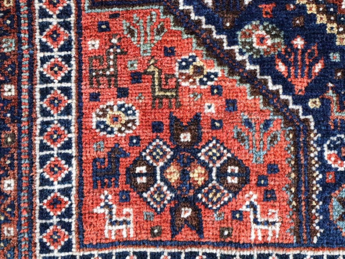 Antique Persian Qashqai Rug | 4' x 5' 1"
