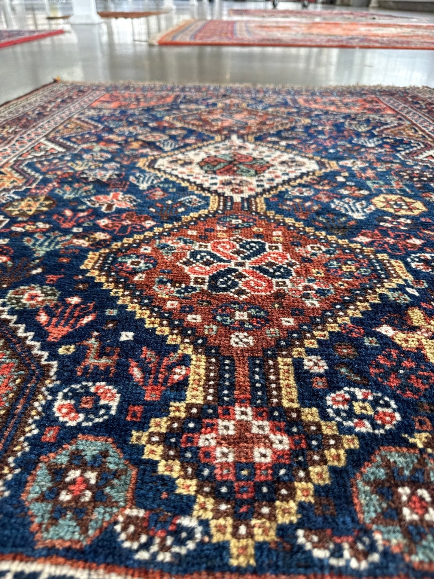 Antique Persian Qashqai Rug | 4' x 5' 1"