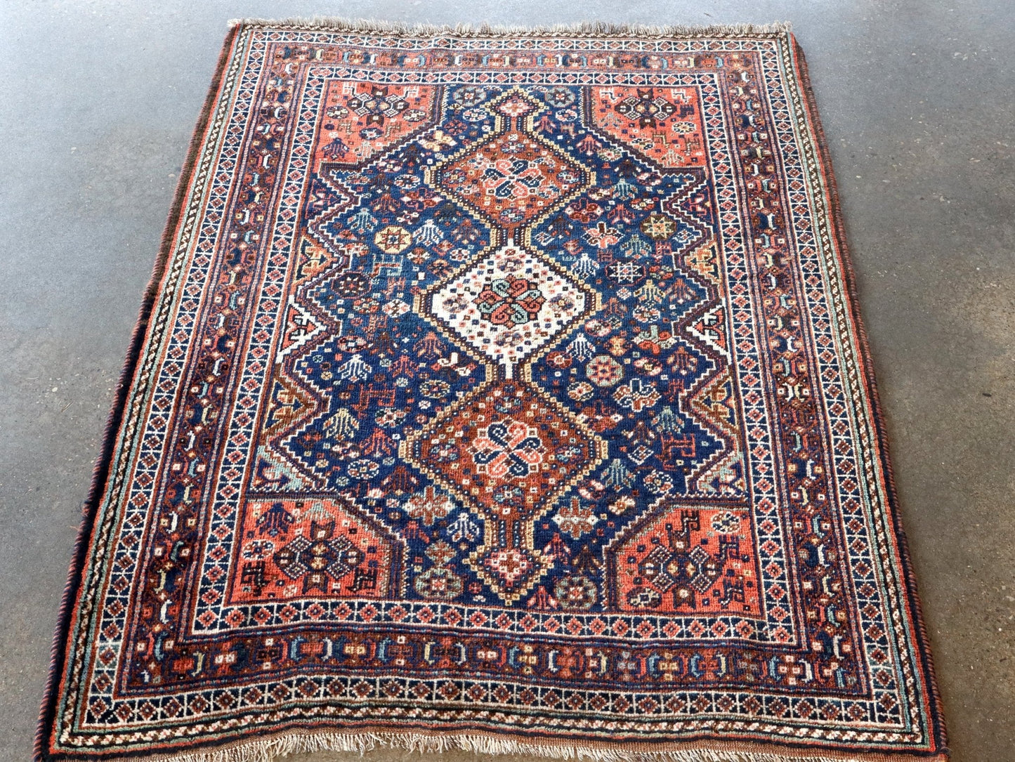 Antique Persian Qashqai Rug | 4' x 5' 1"