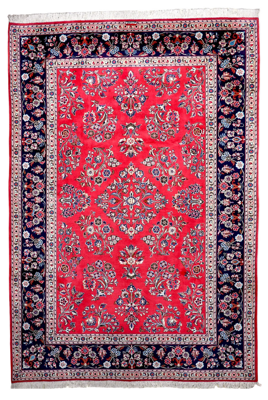 Vintage Persian Sarouk Rug—Signed | 6' 11" x 9' 10"
