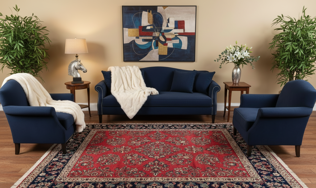 Vintage Persian Sarouk Rug—Signed | 6' 11" x 9' 10"