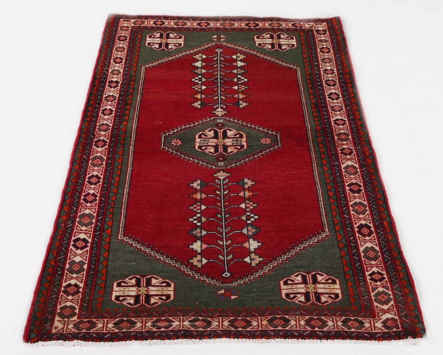 Decorative rug with geometric pattern on a white background
