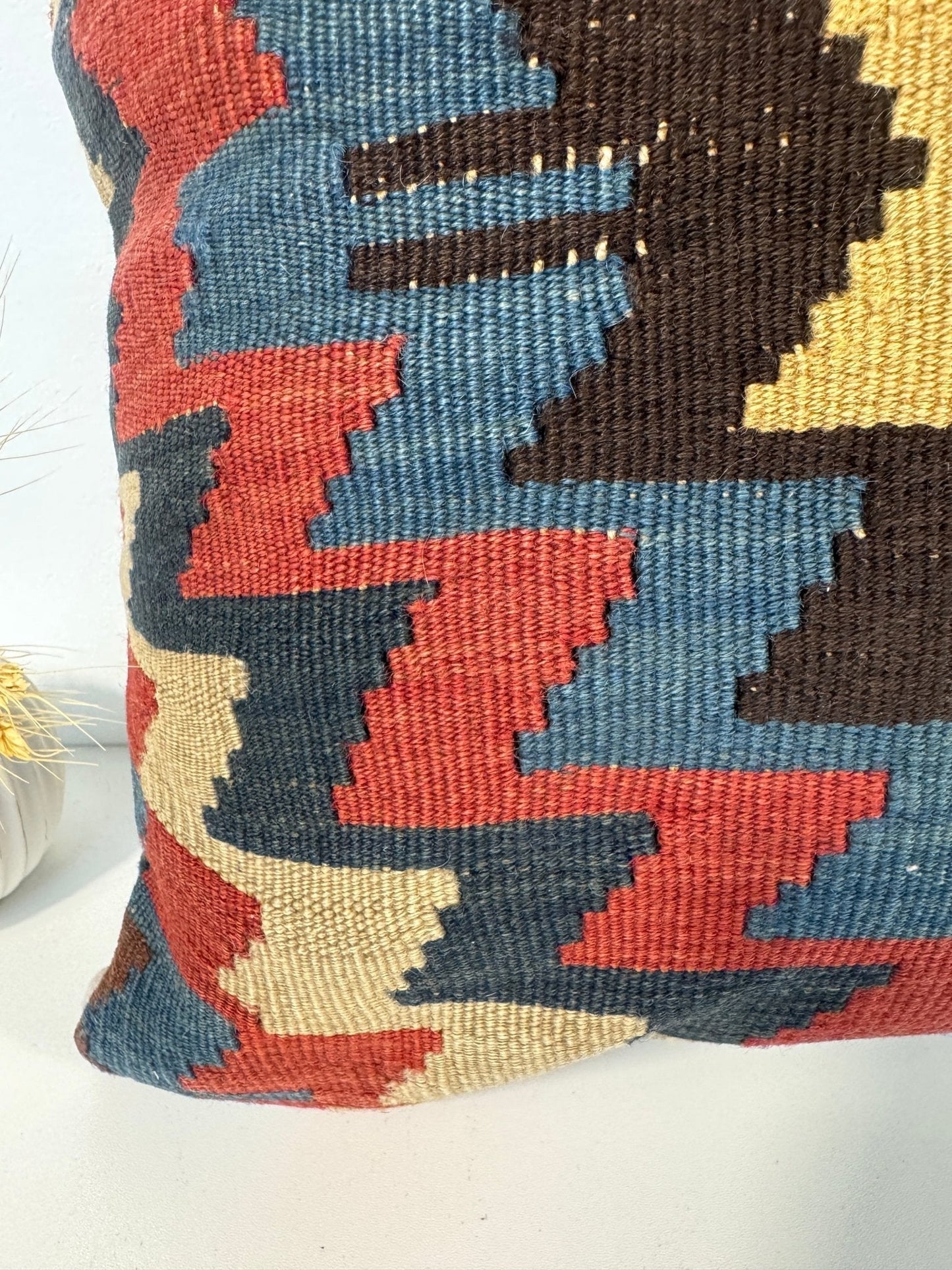 One-of-a-Kind Handmade Vintage Kilim Rug Pillow #12 | 16" x 16"