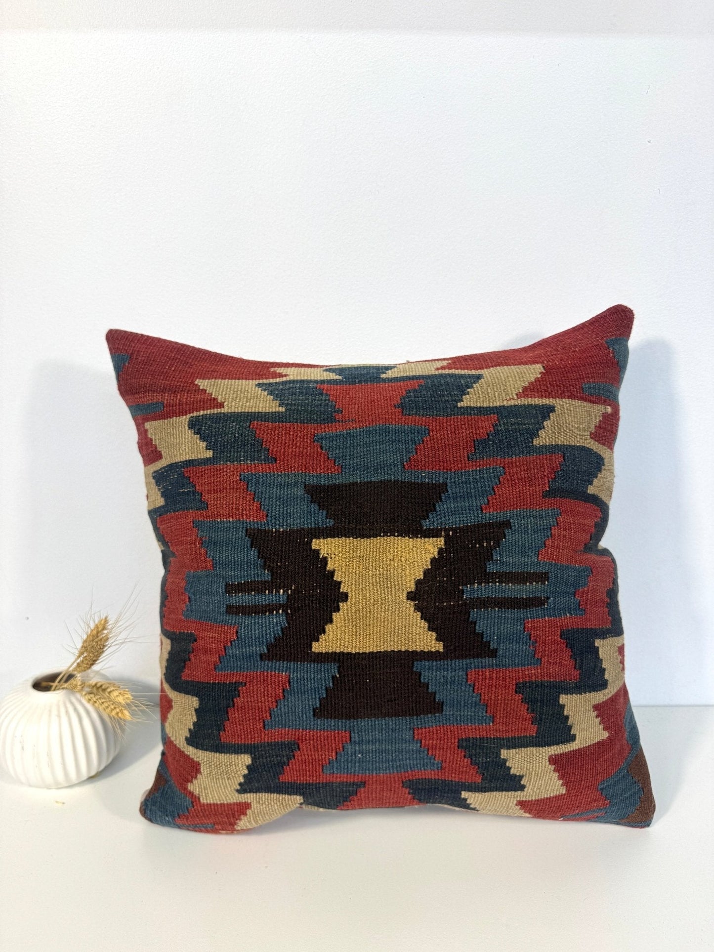 One-of-a-Kind Handmade Vintage Kilim Rug Pillow #12 | 16" x 16"