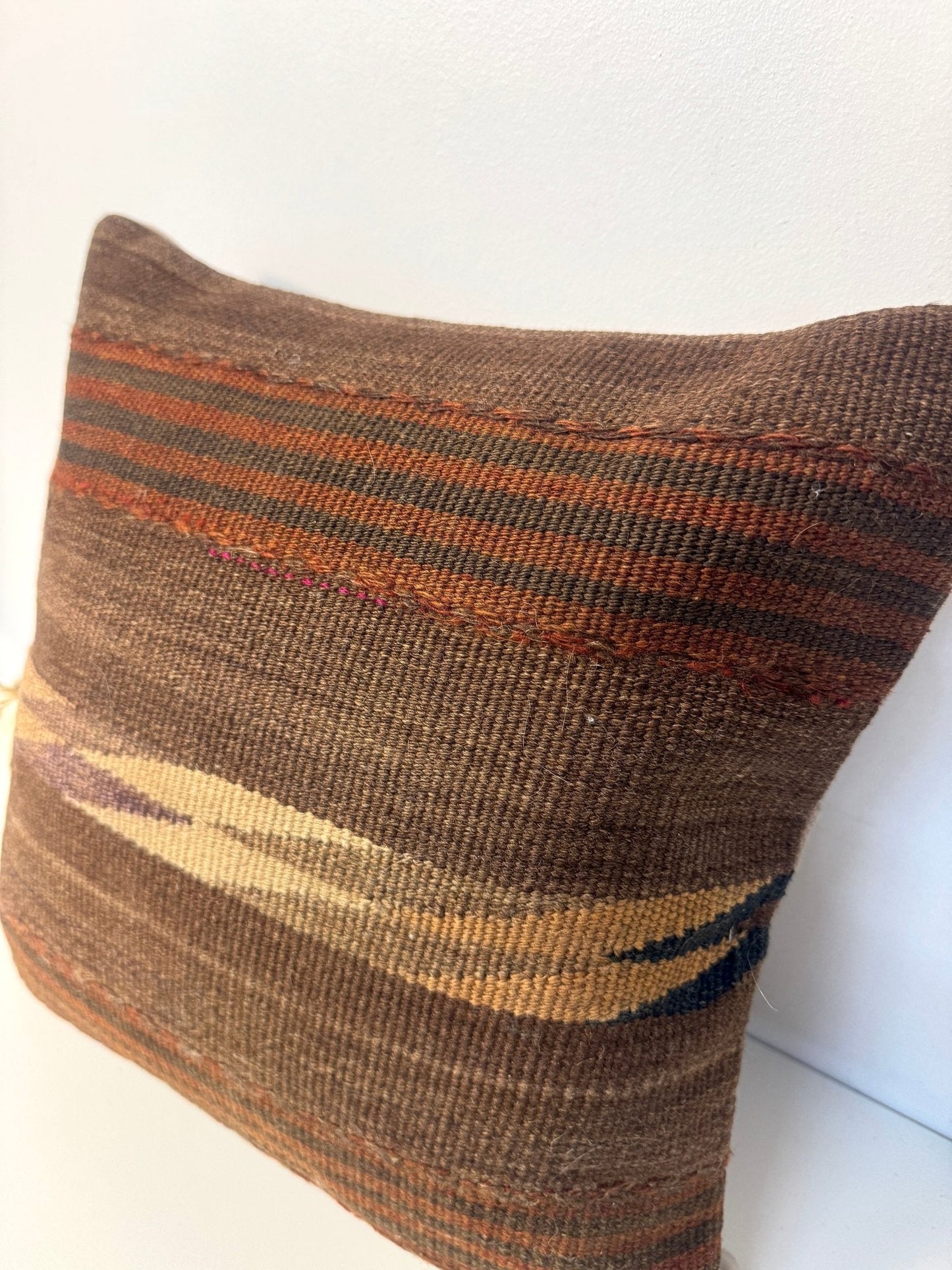 One-of-a-Kind Kilim Rug Pillow #15 | 16" x 16"