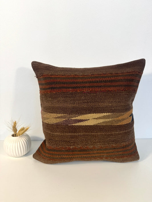 One-of-a-Kind Kilim Rug Pillow #15 | 16" x 16"