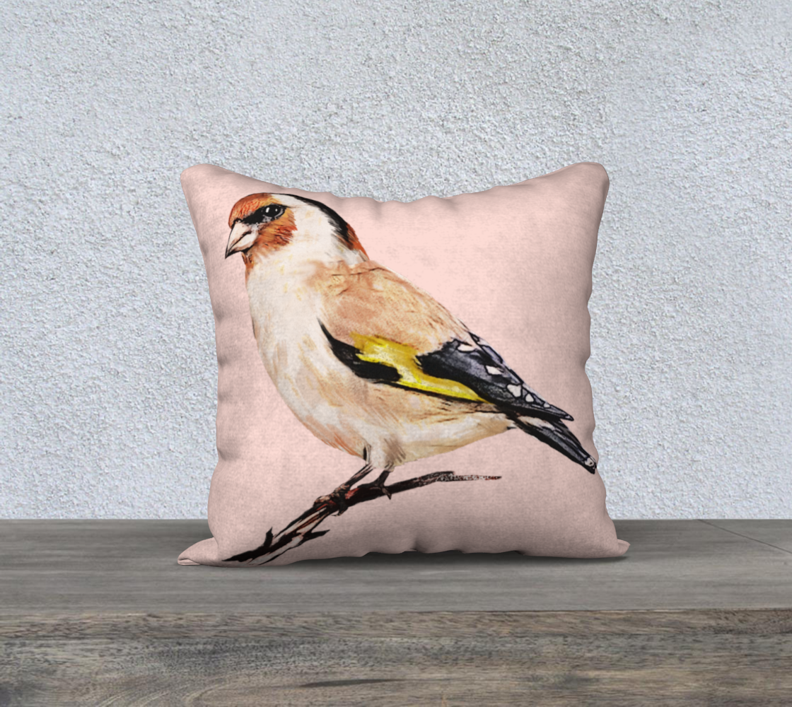 Finch on Blush Pink Decorative Pillow Cover