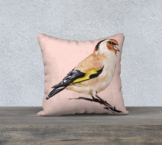 Finch on Blush Pink Decorative Pillow Cover