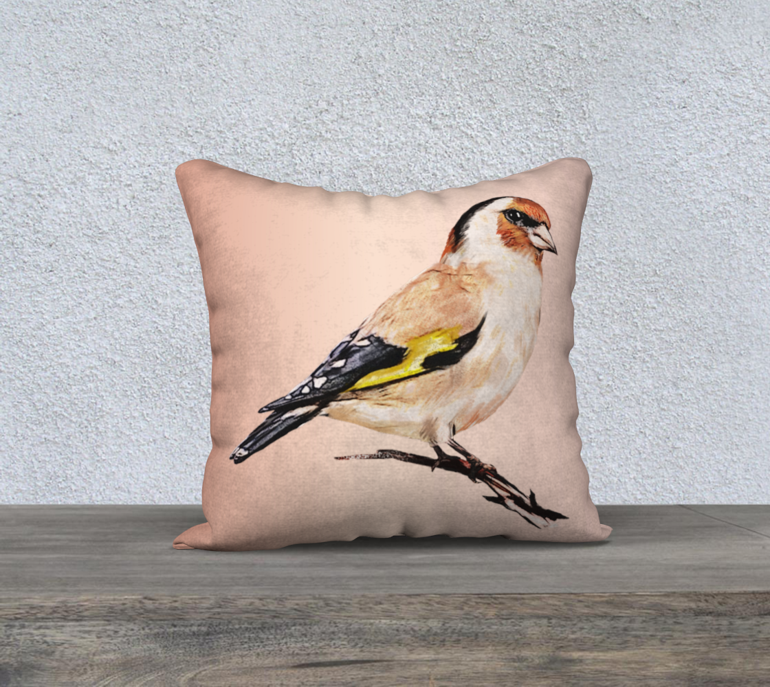 Finch on Ombre Pink Decorative Pillow - 18" x 18"