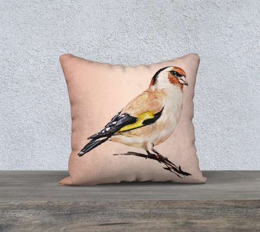 Finch on Ombre Pink Decorative Pillow - 18" x 18"