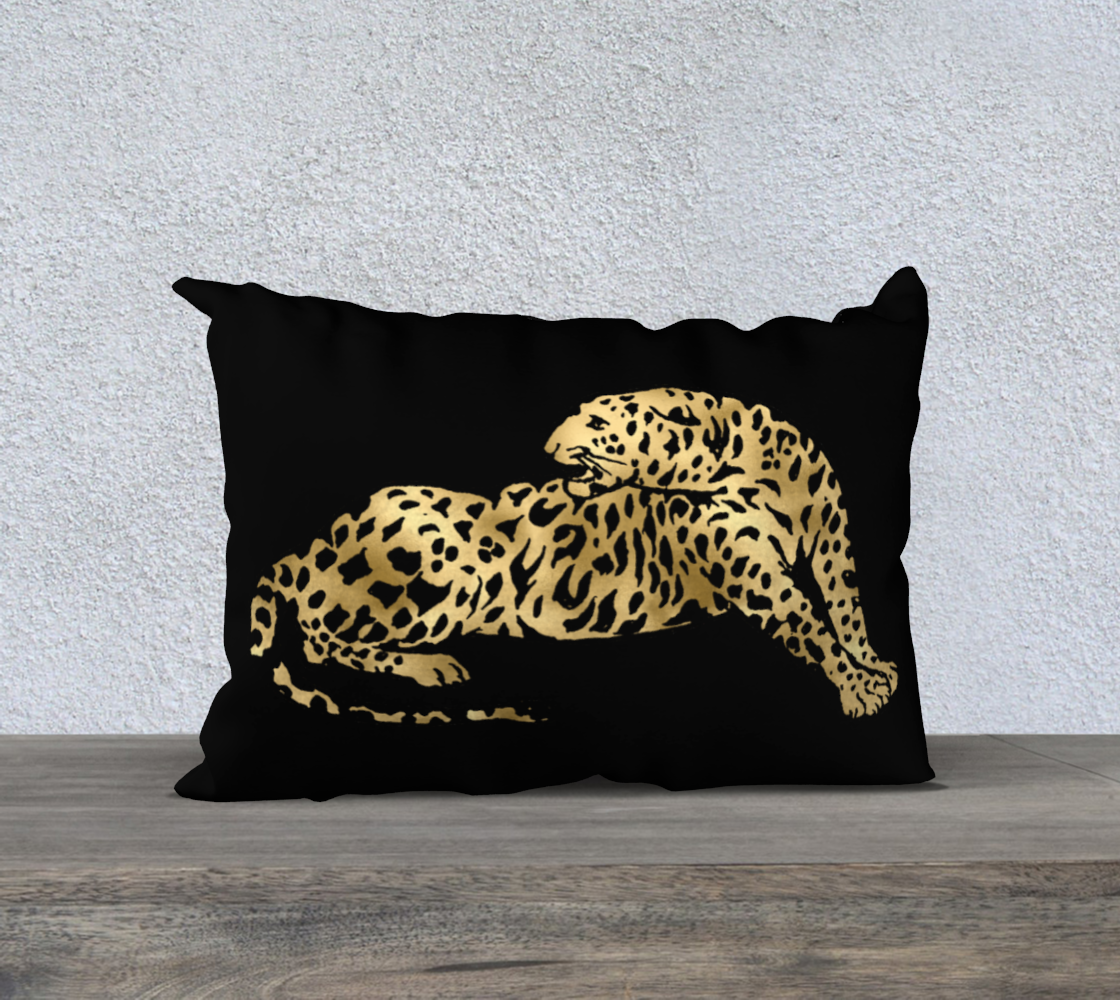 Leopard on Black Pillow Cover 20" x 14"