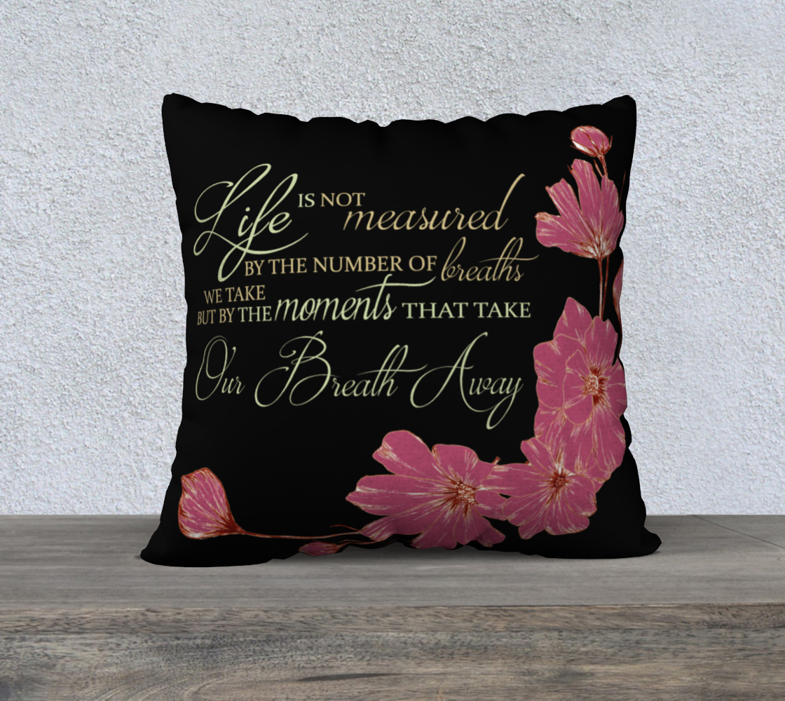 Hummingbird Lane Pillow Cover "Life is not measured..." Black