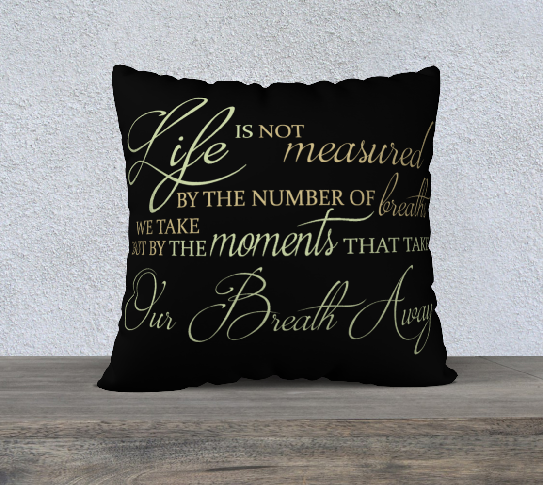Hummingbird Lane Pillow Cover "Life is not measured..." Black - 22" x 22"