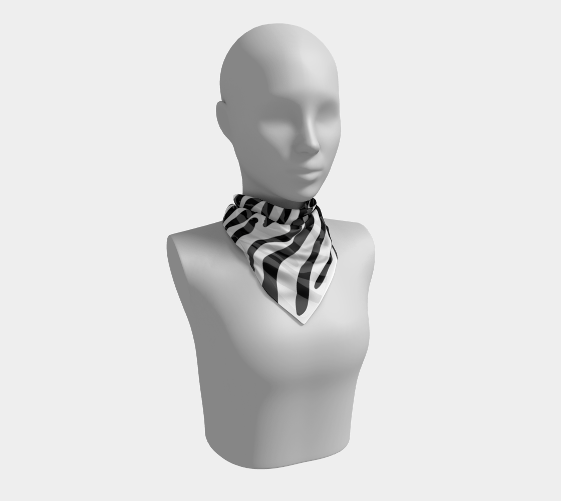 Black& White Zebra Print Vegan Silk Scarf