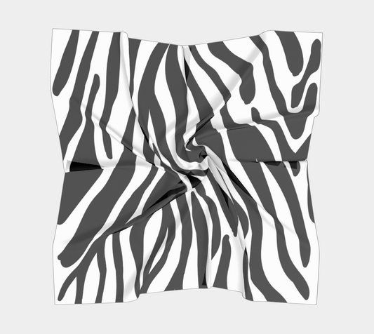 Black& White Zebra Print Vegan Silk Scarf