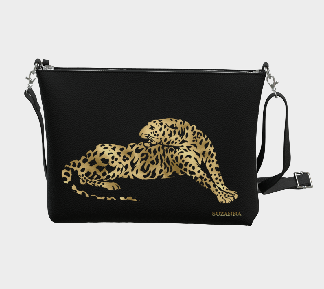 SDD Signature Leopard on Black Vegan Leather Crossbody Purse