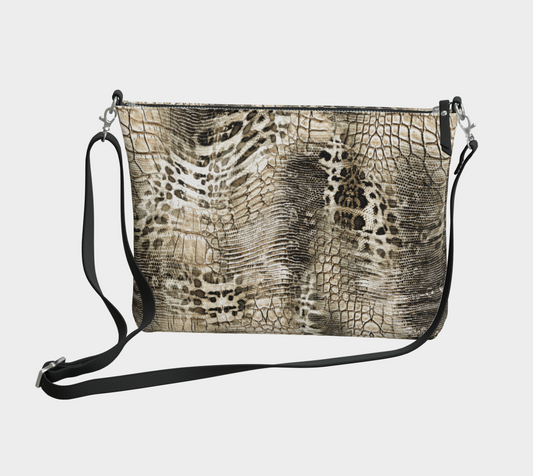 Snakeskin Print Vegan Leather Crossbody Purse