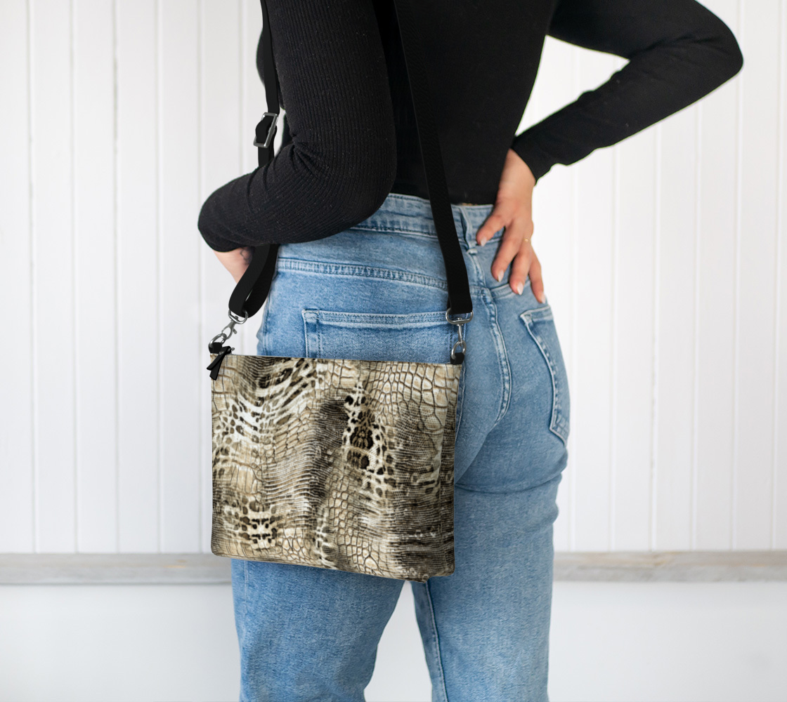 Snakeskin Print Vegan Leather Crossbody Purse
