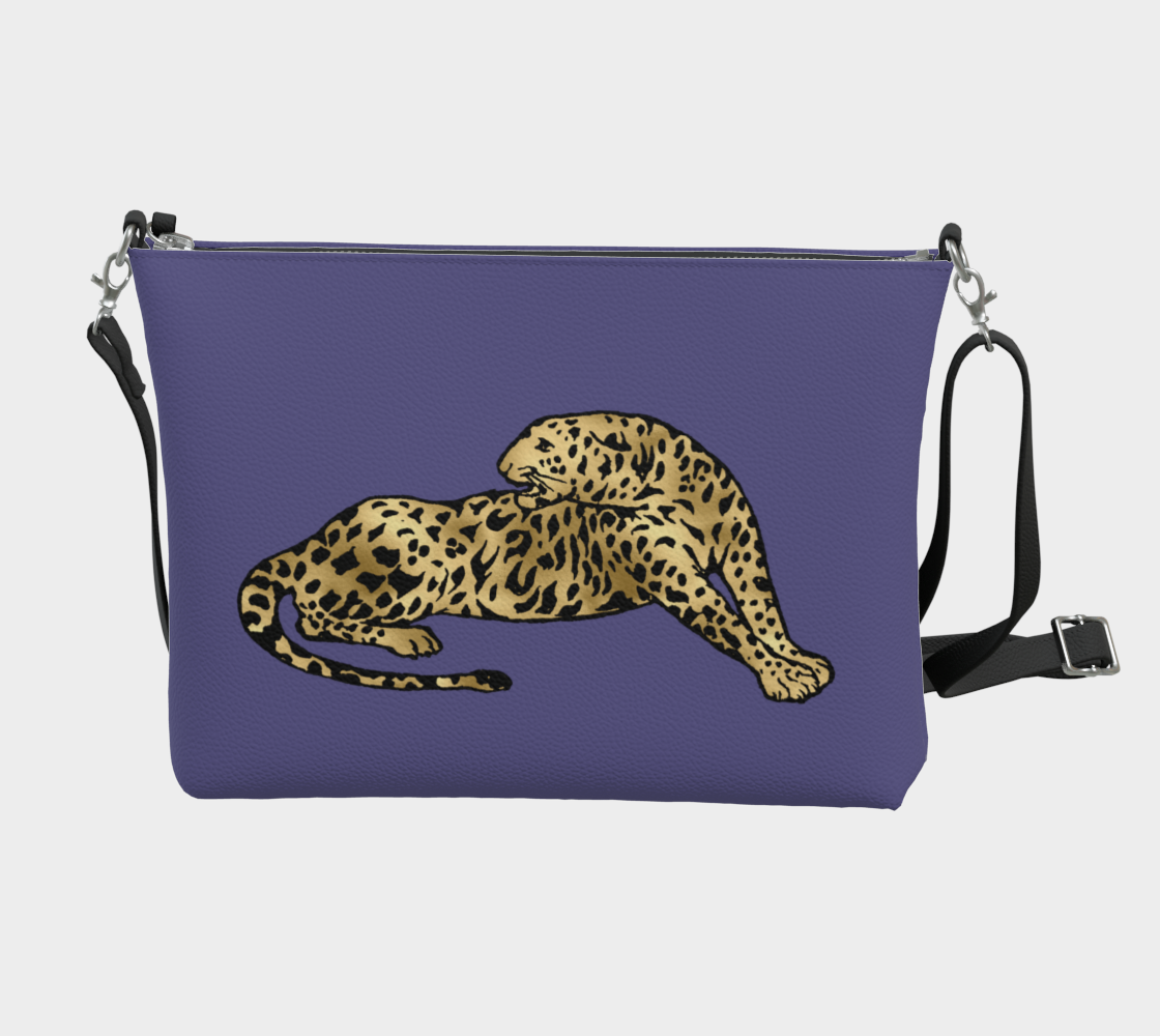 SDD Signature Leopard on Purple Passion Vegan Leather Crossbody Purse