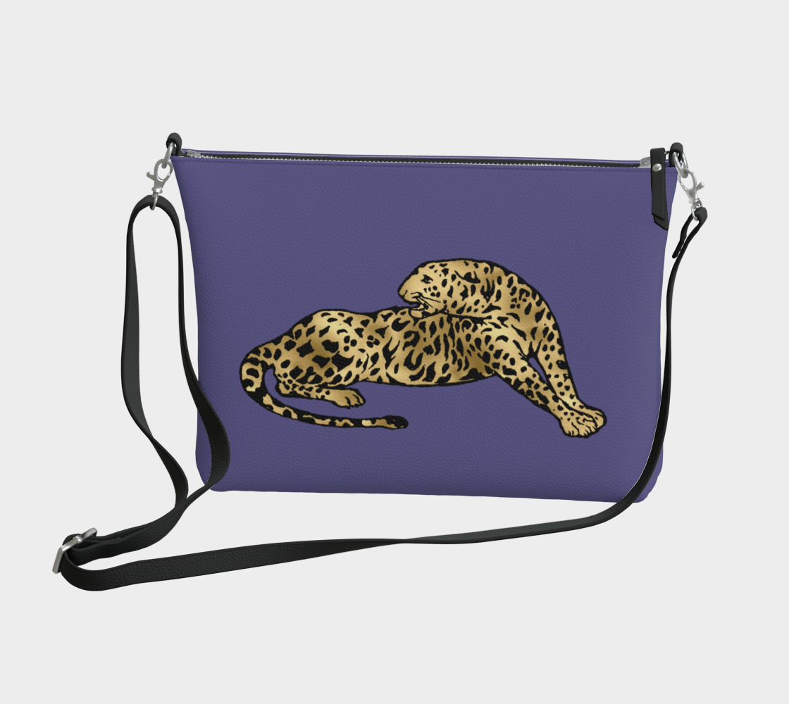 SDD Signature Leopard on Purple Passion Vegan Leather Crossbody Purse