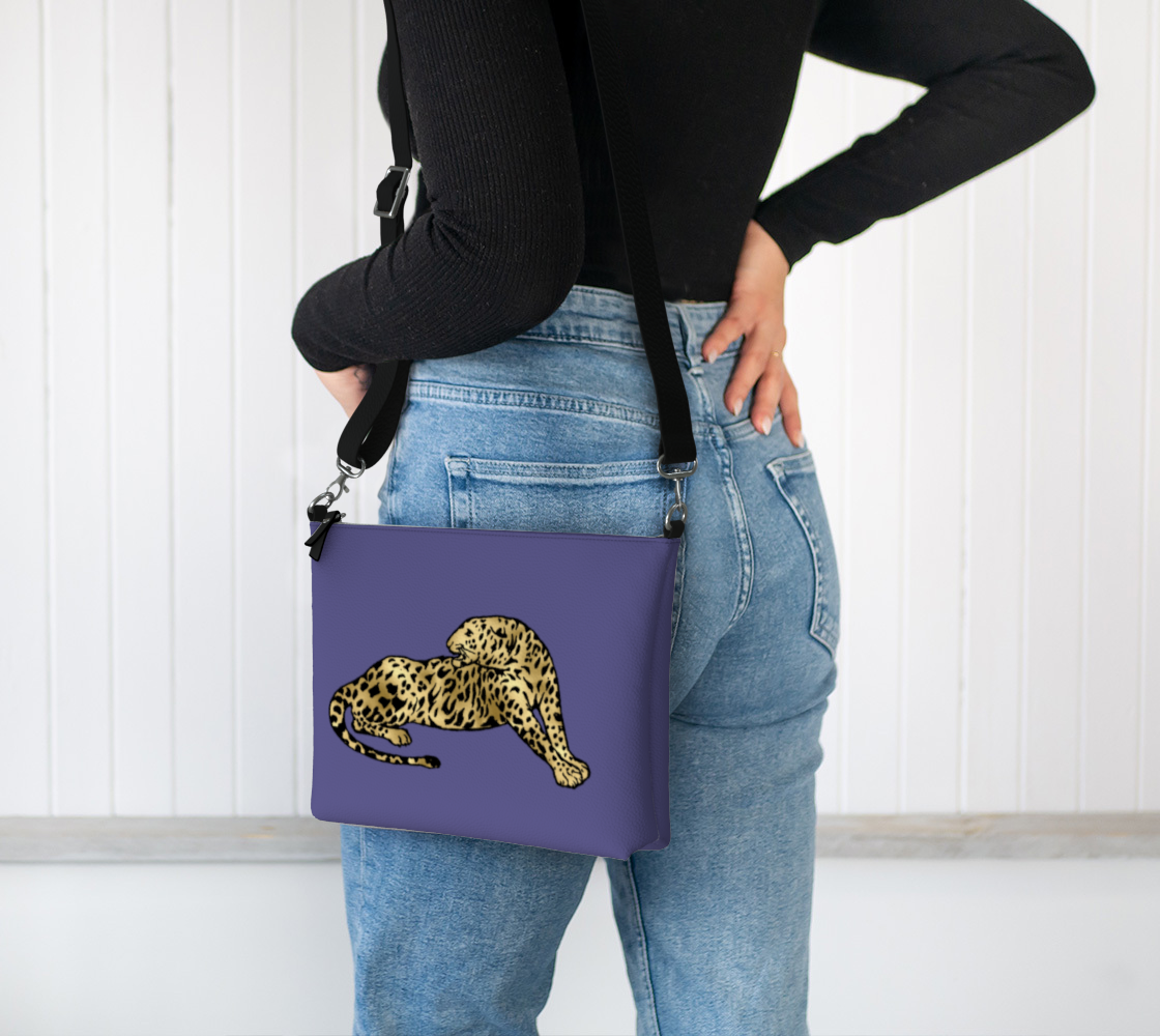 SDD Signature Leopard on Purple Passion Vegan Leather Crossbody Purse
