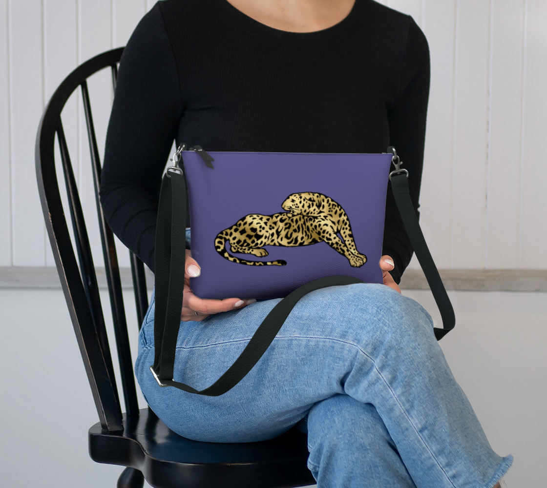 SDD Signature Leopard on Purple Passion Vegan Leather Crossbody Purse