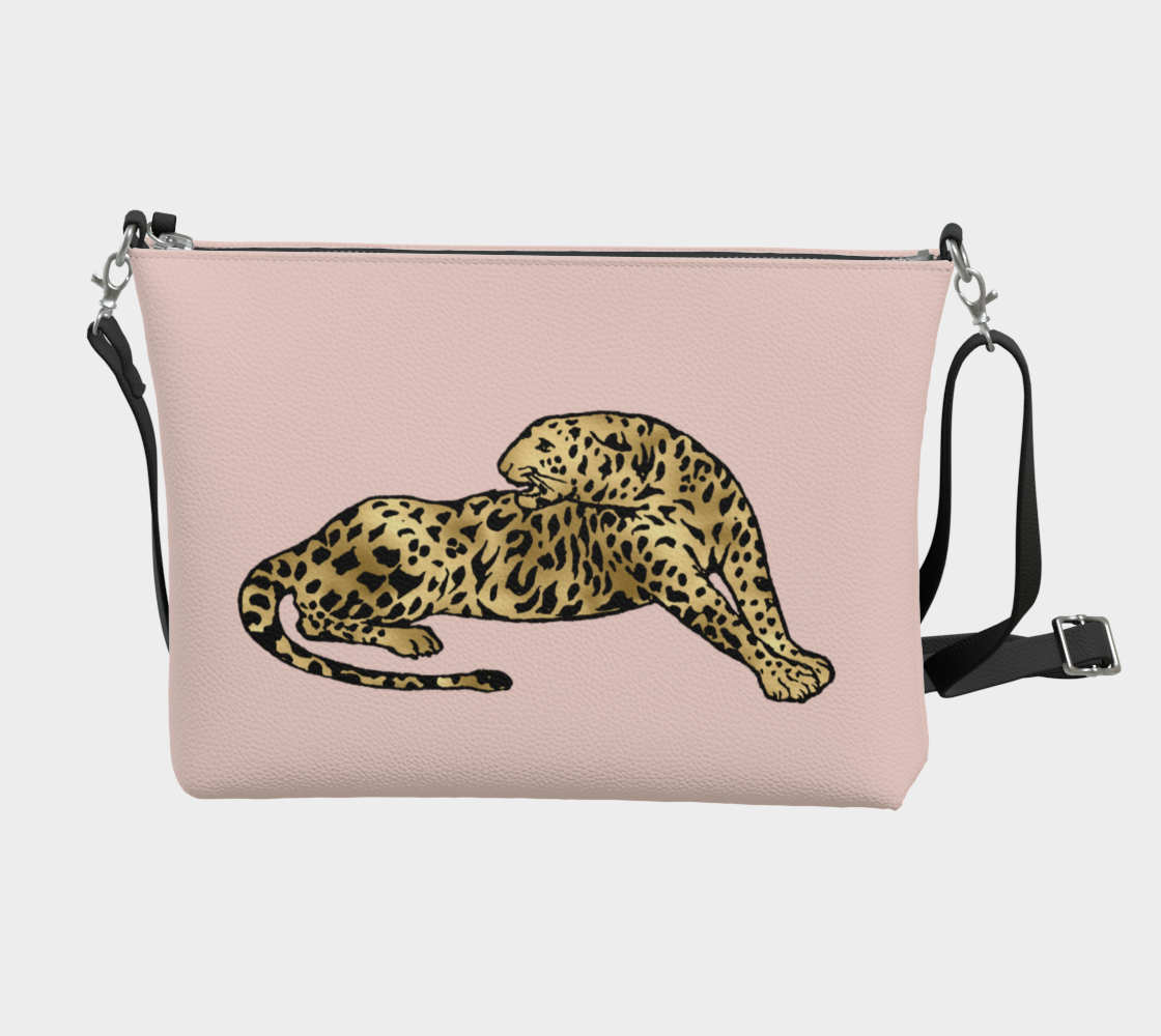 SUZANNA Leopard on Pink Parfait Vegan Leather Crossbody Purse