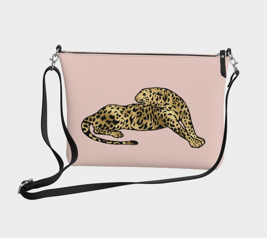 SUZANNA Leopard on Pink Parfait Vegan Leather Crossbody Purse