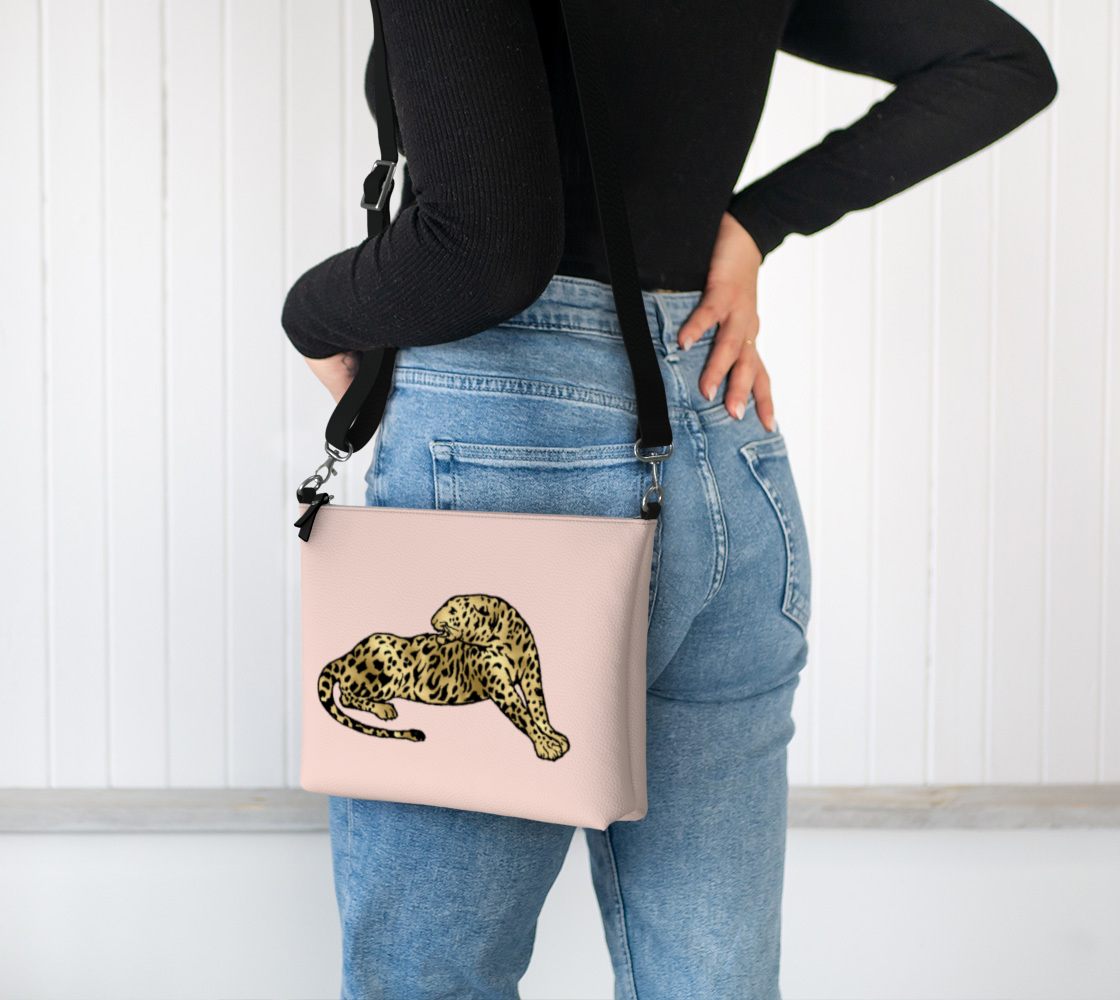 SUZANNA Leopard on Pink Parfait Vegan Leather Crossbody Purse