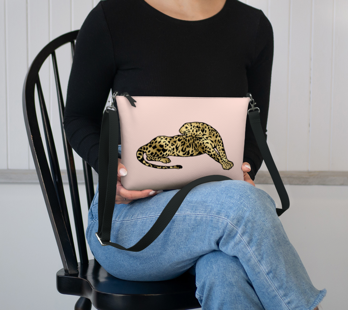 SUZANNA Leopard on Pink Parfait Vegan Leather Crossbody Purse