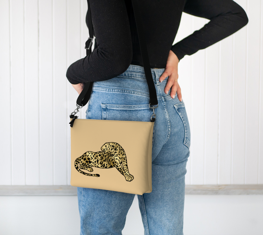 SUZANNA Leopard on Golden Vanilla Vegan Leather Crossbody Purse