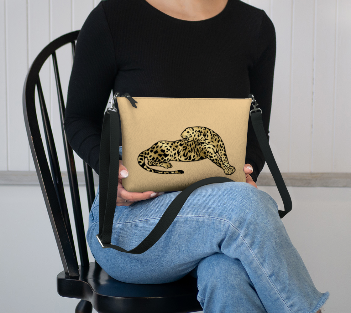 SUZANNA Leopard on Golden Vanilla Vegan Leather Crossbody Purse